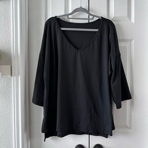 Black V-Neck Women's Top